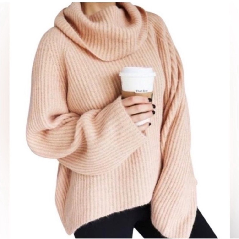 J. Crew Point Sur Mohair Wool Blend Turtleneck Tan Peach Blush Sweater Size XS